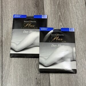 Lot Of 2: Jaclyn Smith Plus Collection Day Sheer Pantyhose Color Navy - Size E